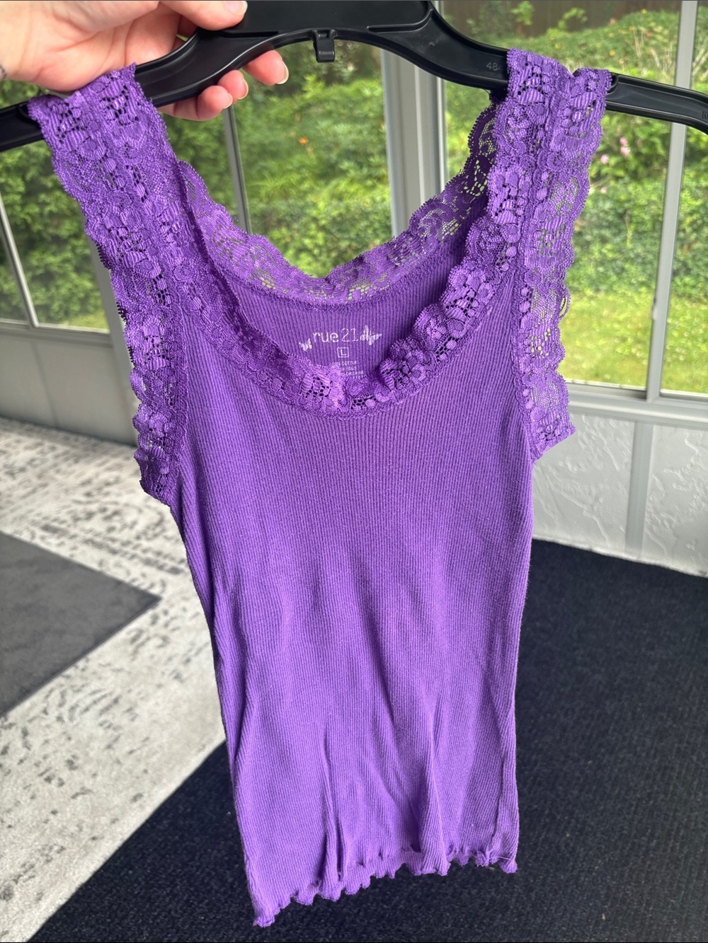 rue21 Purple Lace-Trim Ribbed Camisole Tank